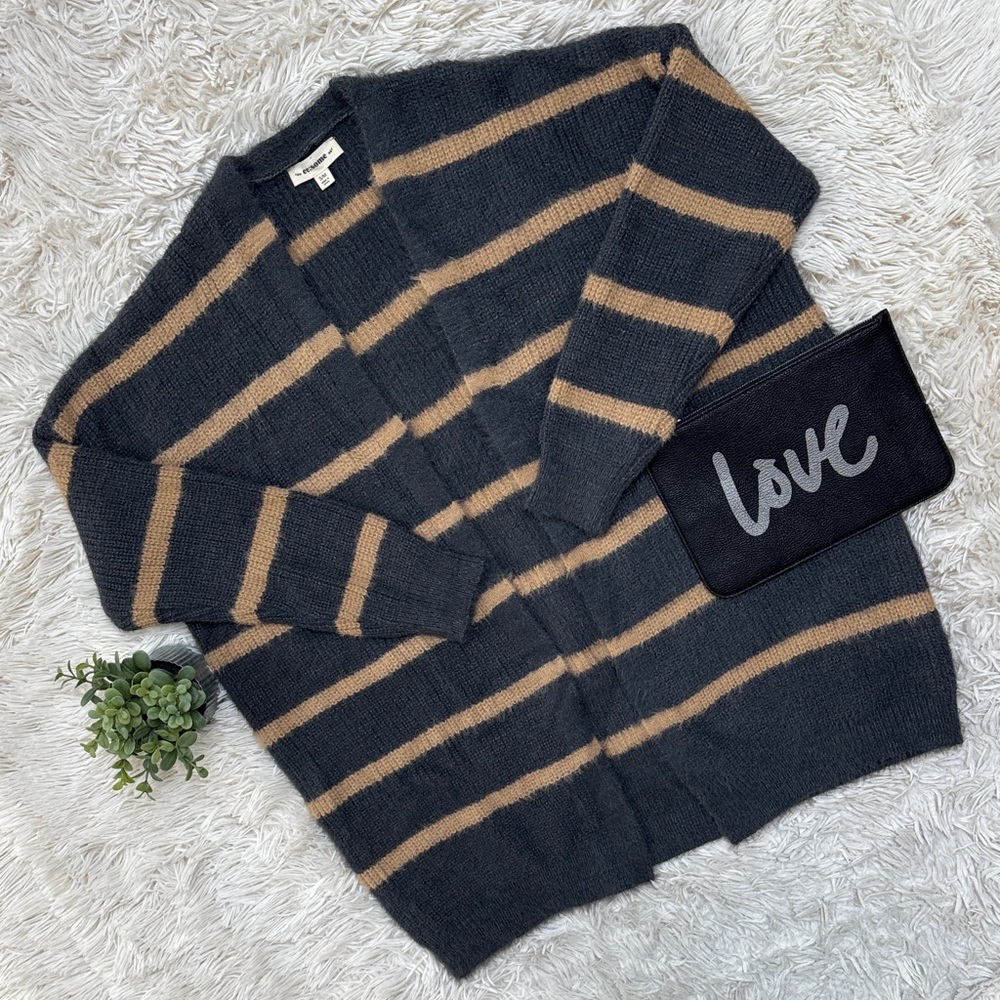 🎉HP🎉 Eesome Open Cardigan Striped Sweater 💗 Charcoal & Tan
